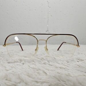 VTG 80s Univis USA Eye Glasses Aviator Metal Bur/Autumn Big Edge 150 Frames Only
